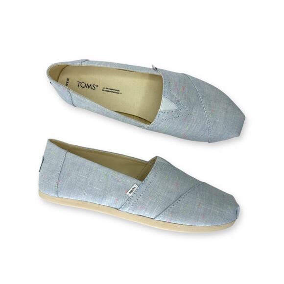 Toms Shoes - Toms Women's New Alpargata Flats Size 8.5 Light Blue Speckled Linen Slip On